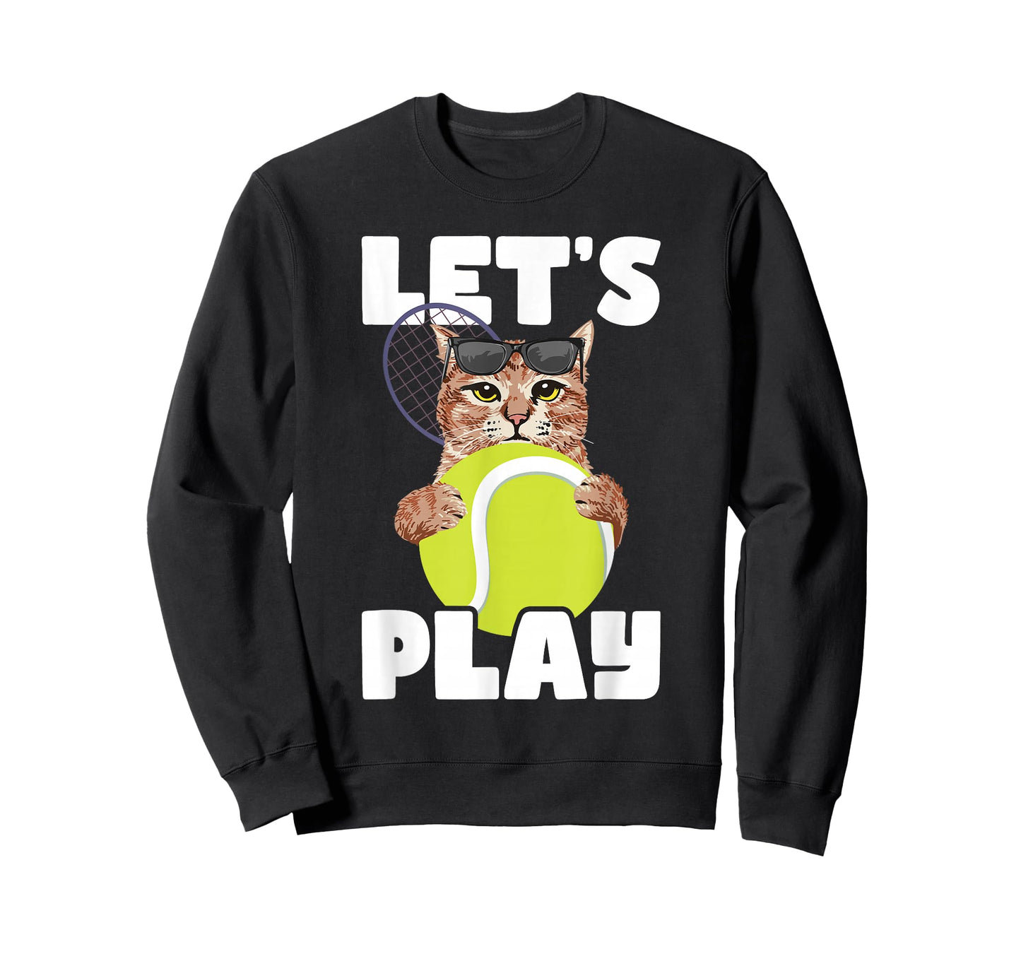 Let's Play - Cat Sunglasses Tennis Player Sports Tournament T-Shirt