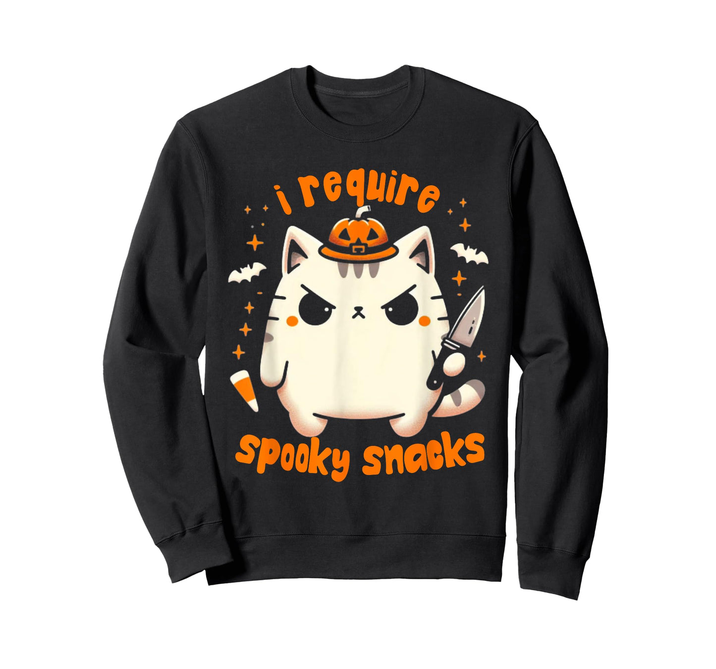 I Require Spooky Snacks Moody Cat Halloween T-Shirt