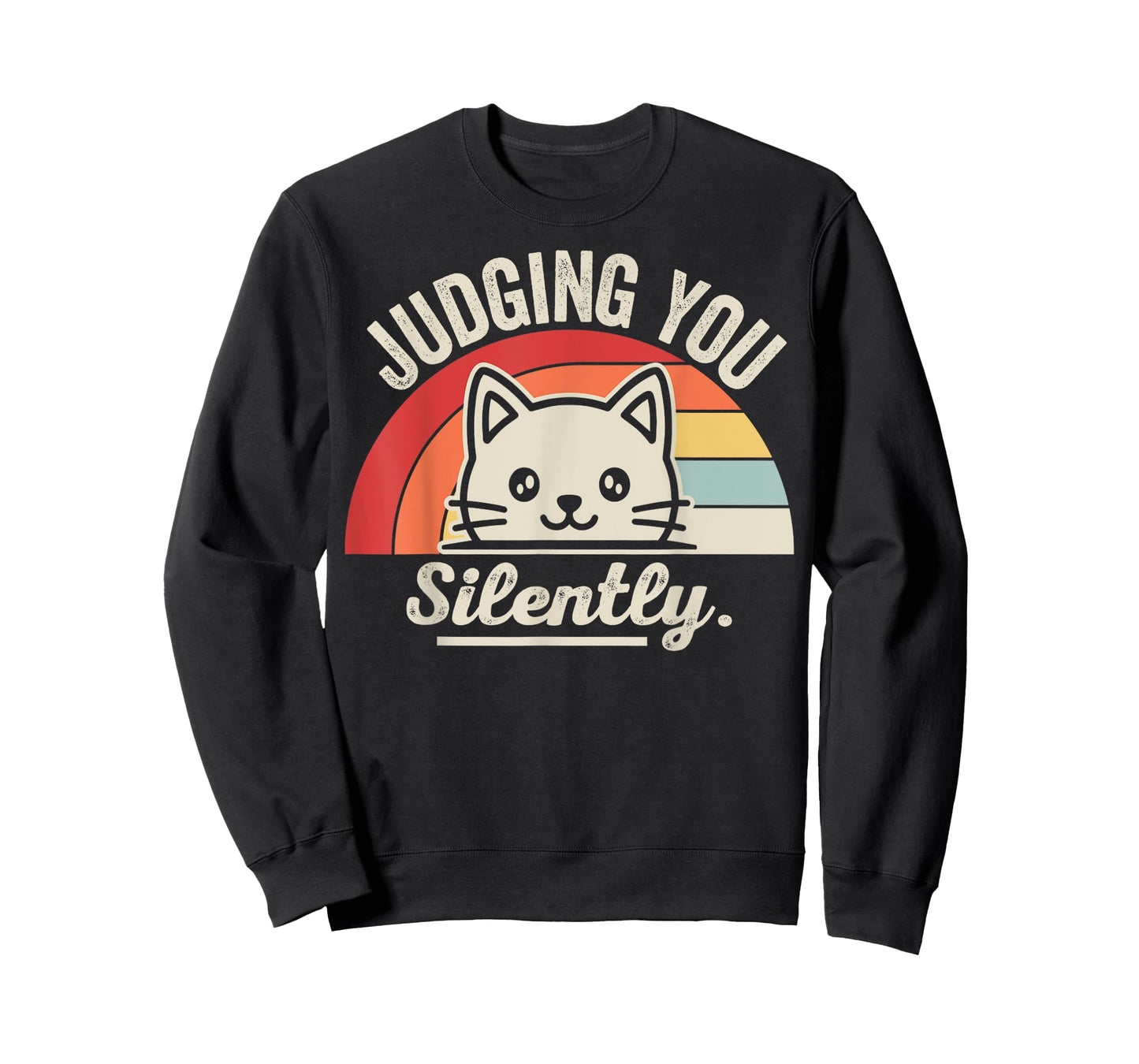 Judging You Silently Cat Retro Rainbow T-Shirt