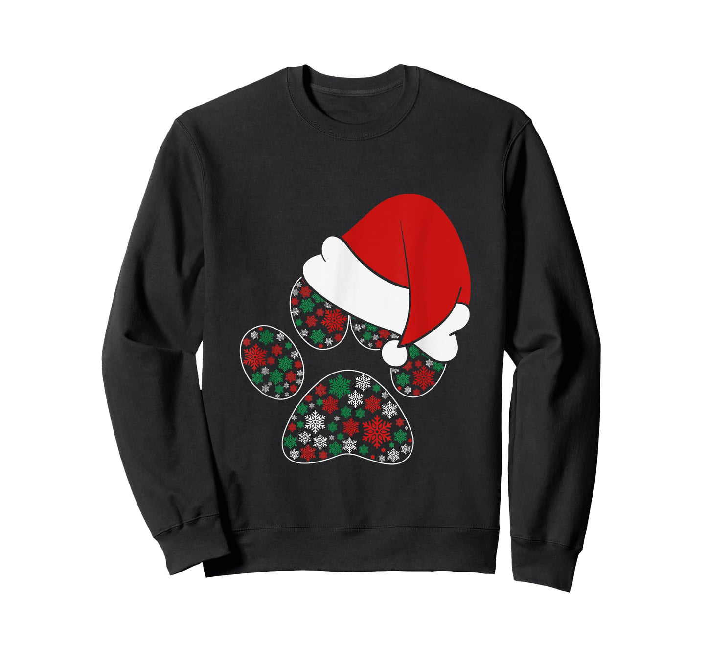 Dog Paw Snowflakes Santa Hat Christmas Dog Lovers Men Women Kids T-Shirt