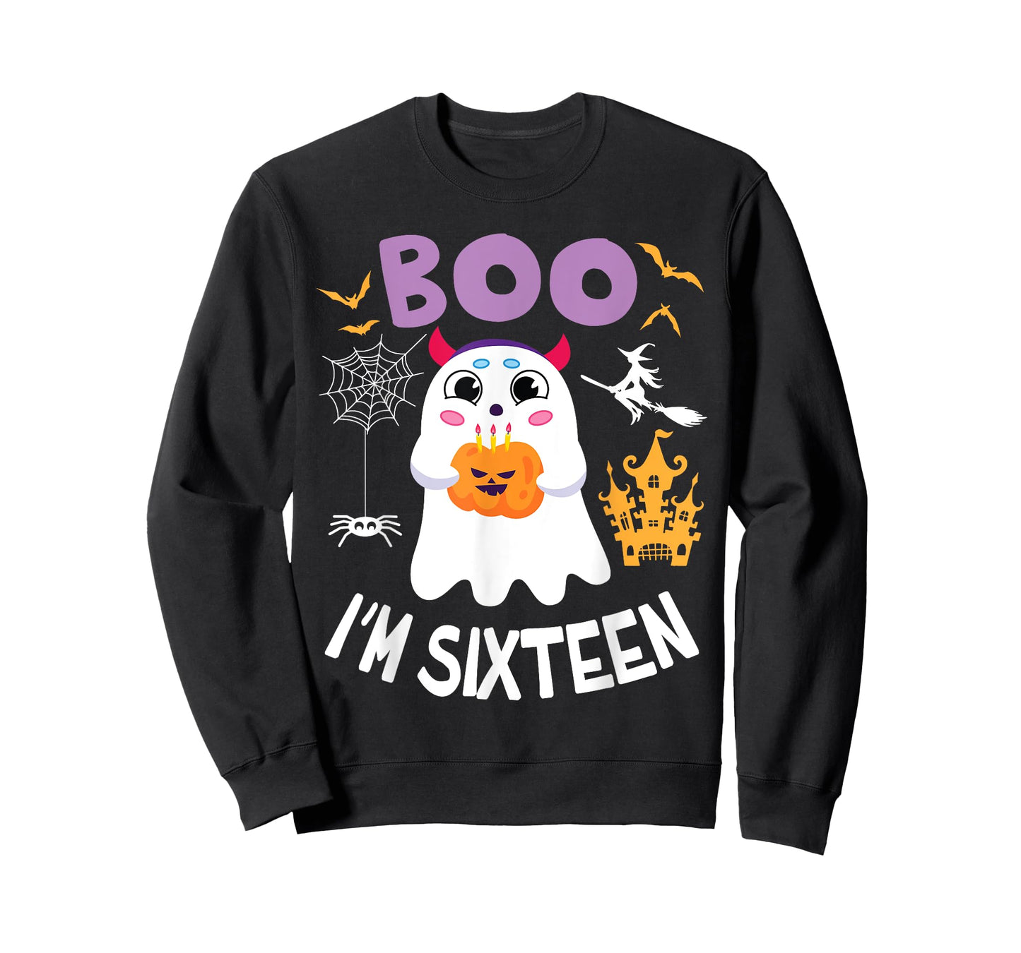 Ghost Hold Pumpkin Birthday Candles BOO I'm Sixteen Years T-Shirt
