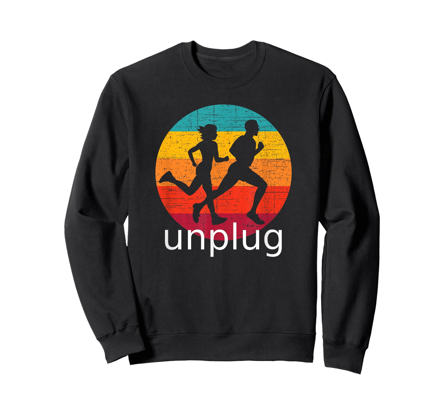 Vintage Running Unplug over Retro Sunset T-Shirt