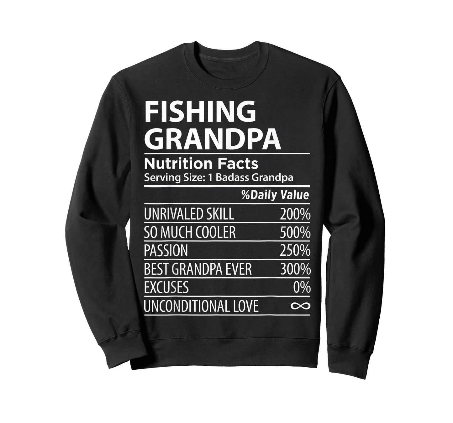 Fishing Grandpa Nutrition Facts | Funny Fishing Grandpa T-Shirt