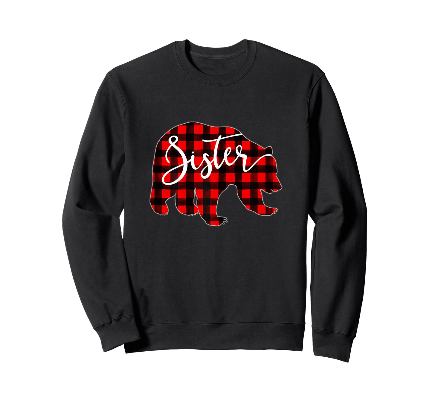 Red Plaid Sister Bear Matching Family Christmas Eve Buffalo T-Shirt