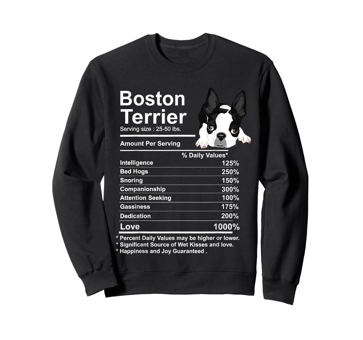 Funny Boston Terrier Facts Nutrition Gift Boston Terrier mom T-Shirt