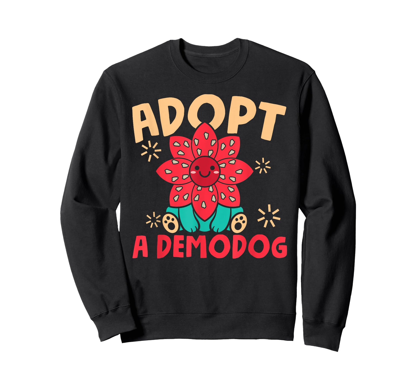 Dog Lover Funny Adopt A Demodog Unisex-Adults Black Modern Cartoon T-Shirt