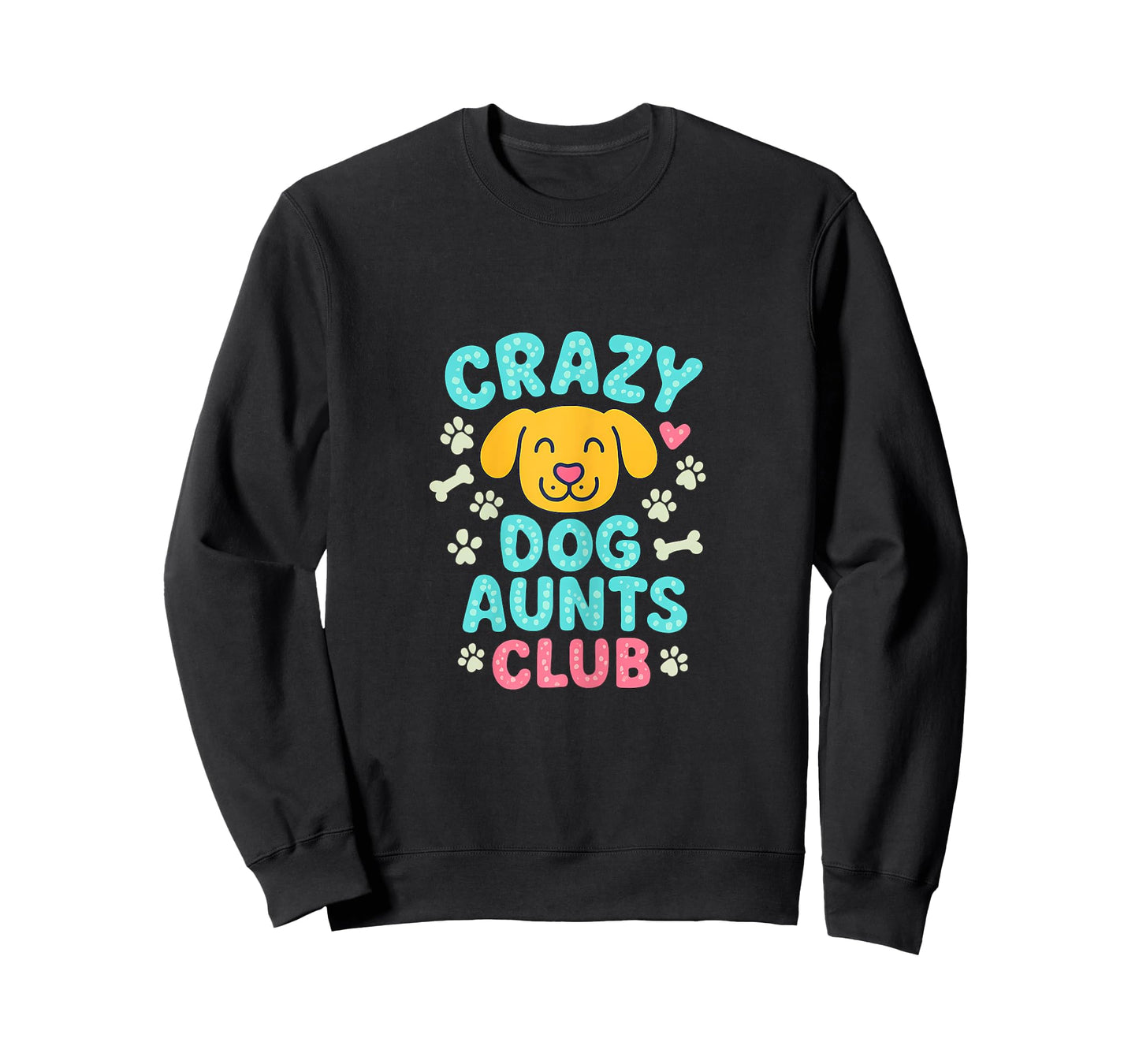 Crazy Dog Aunts Club Cartoon Dog Paw Print Graphic T-Shirt