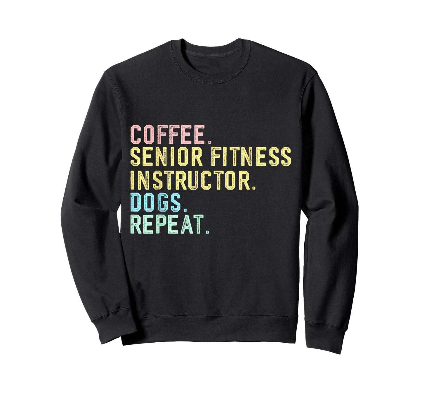 Funny Vintage Coffee Dog Senior Fitness Instructor T-Shirt