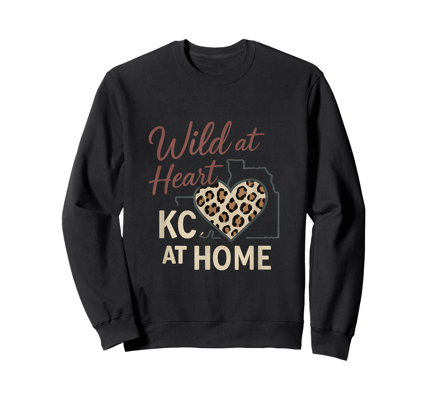 Wild at Heart KC Leopard Heart Kansas City Design T-Shirt