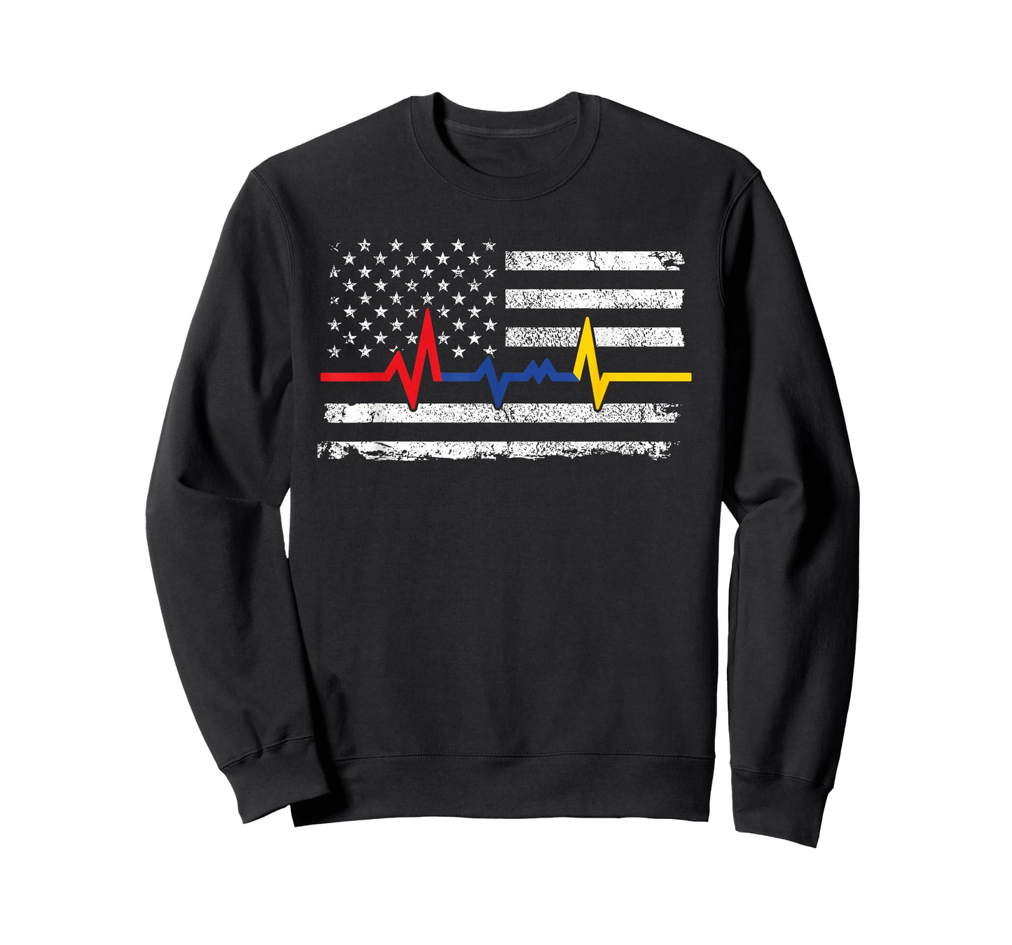 Thin Blue Red and Gold Line American Flag T-Shirt