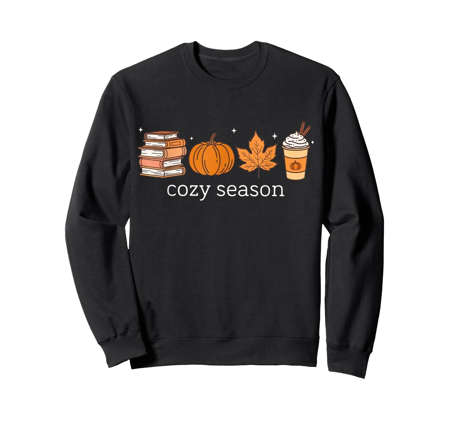 Cozy Season Books Pumpkin Autumn Leaves Coffee Fall Vibes T-Shirt