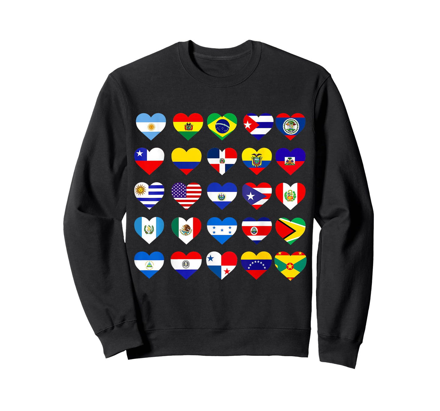 Mes de la Herencia Hispana Camiseta All Latin American Flags Countries Hispanic Latino Pride T-Shirt, Black