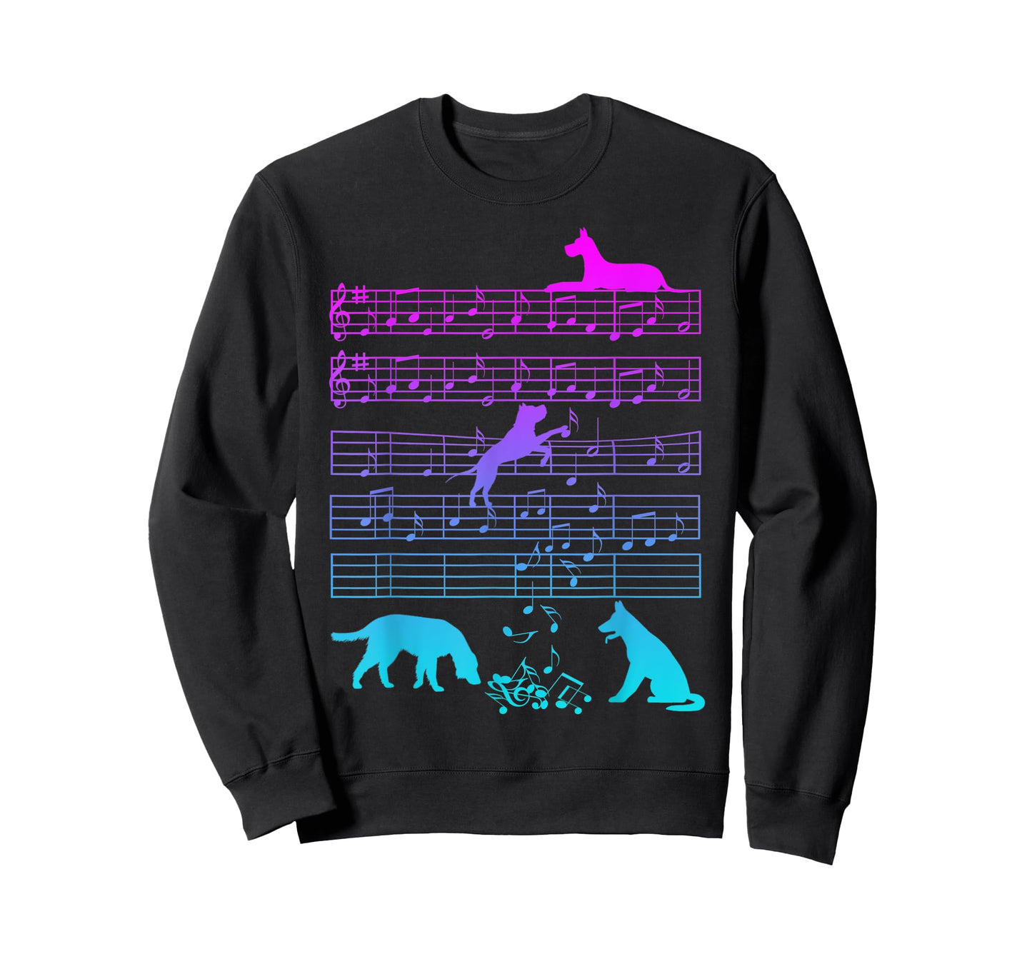 Cute Dog Playing Music Note Clef Musician Arts T-Shirt for Men Women
