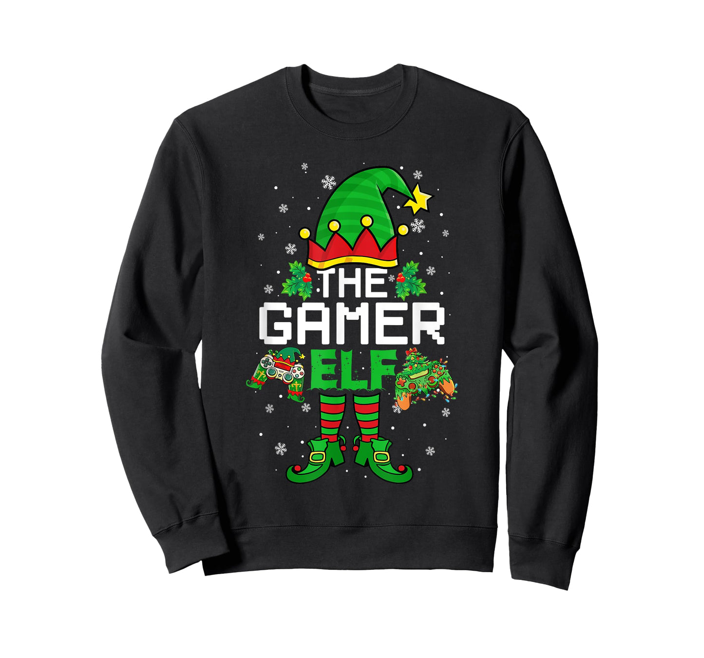 Christmas The Gamer Elf Video Gaming Funny Xmas Men Boys T-Shirt