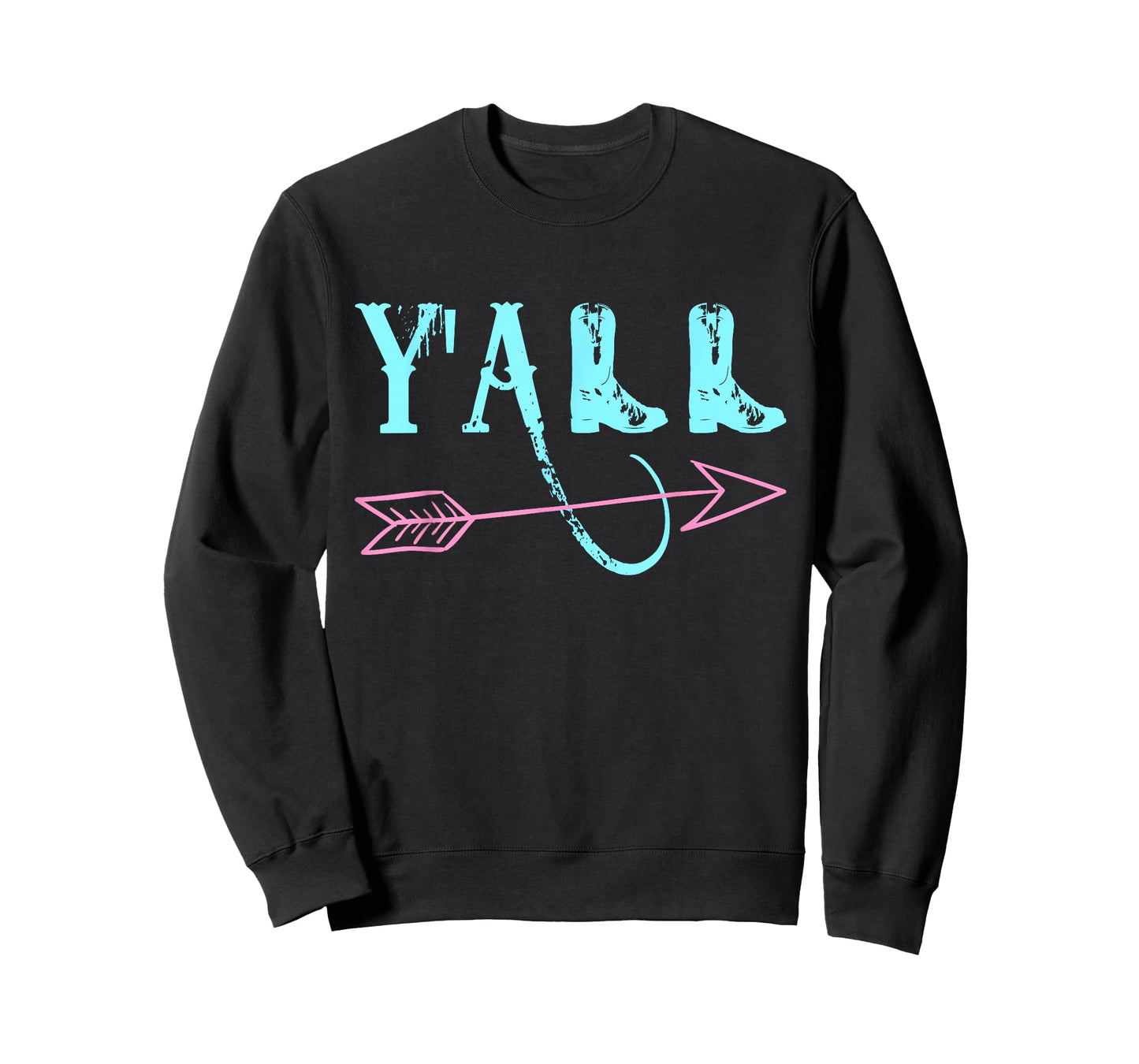 Y'ALL Southern Country T-shirt Teal & Pink Arrow & Boots