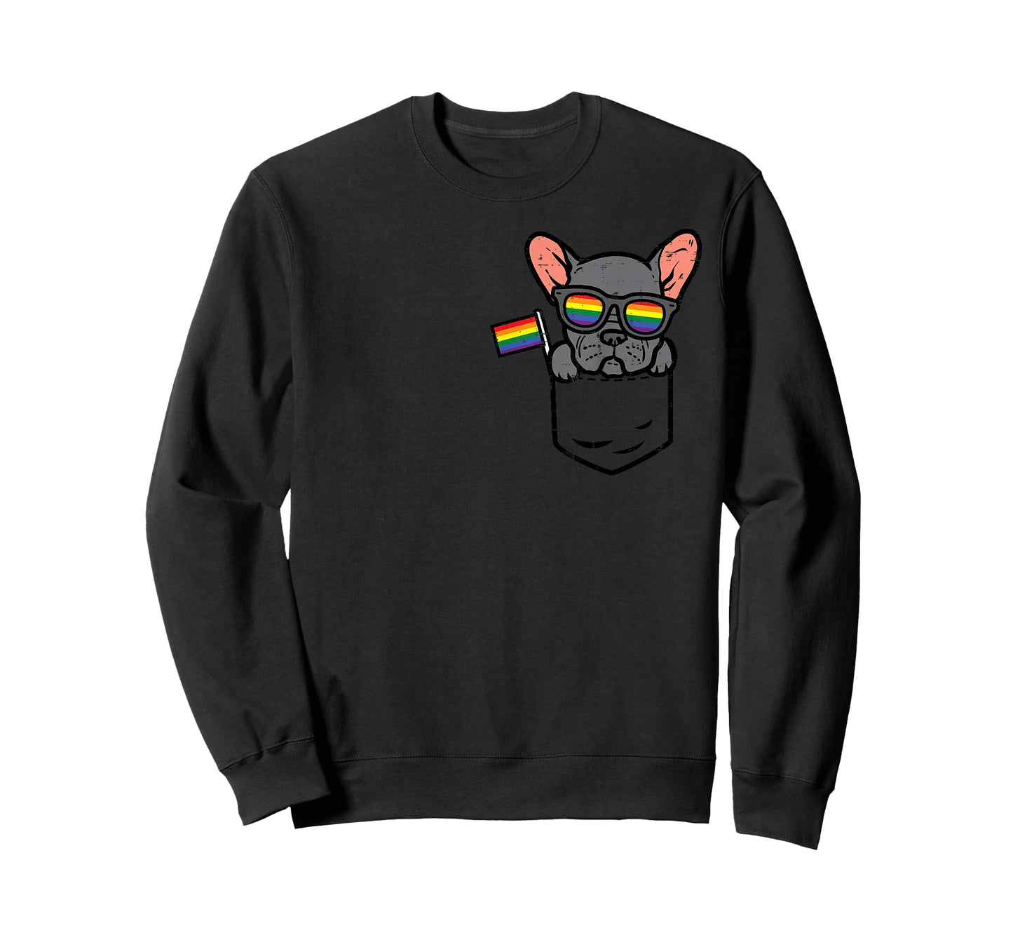 French Bulldog Frenchie Dog Pocket LGBTQ Rainbow Gay Pride T-Shirt