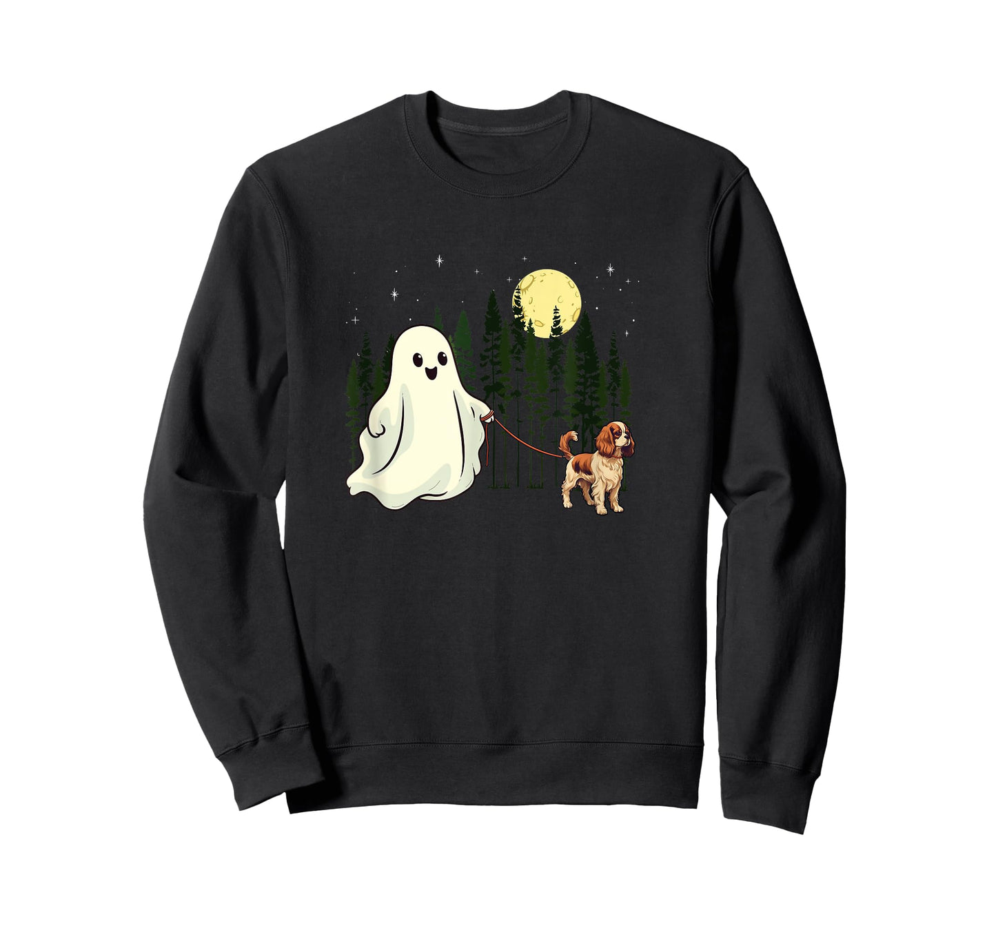 Cavalier King Charles Spaniel Walking Ghost Halloween Funny T-Shirt