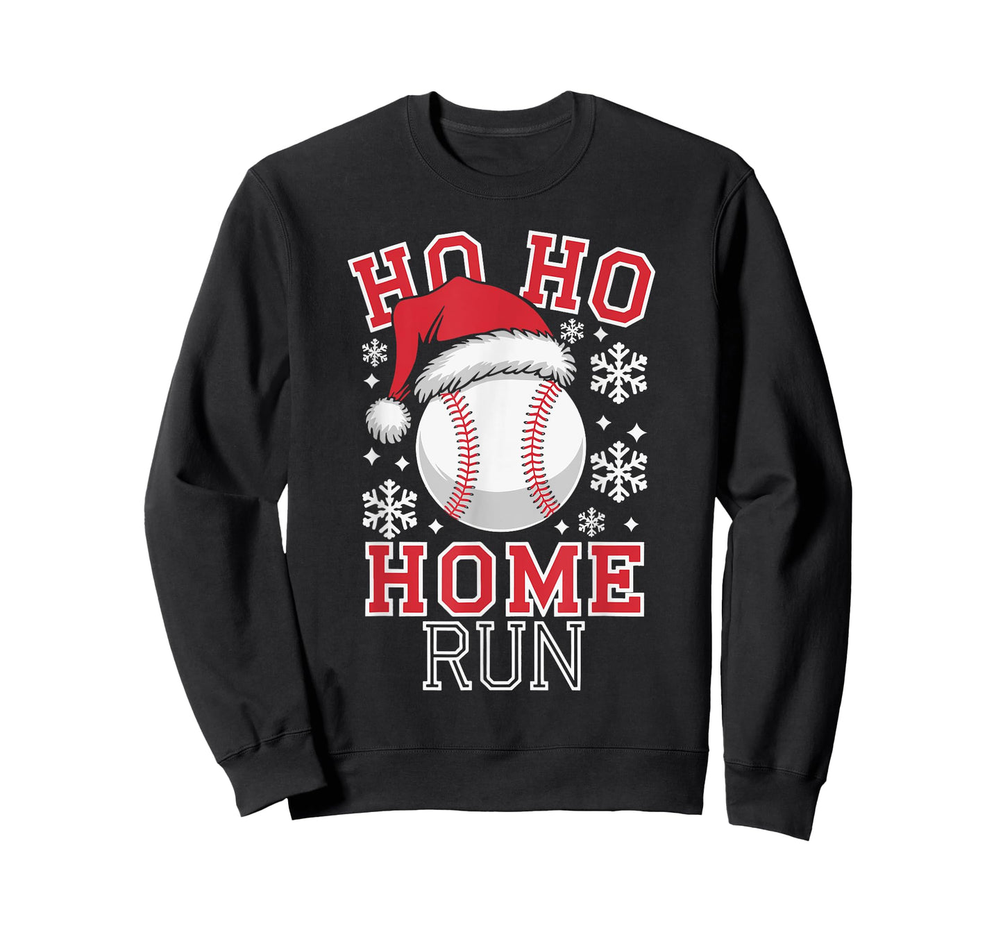 Christmas Santa Baseball Home Run Ho Ho Home Run T-Shirt, Unisex-Adults, Unisex-Kids, Black, Small, Short Sleeve, T-Shirt