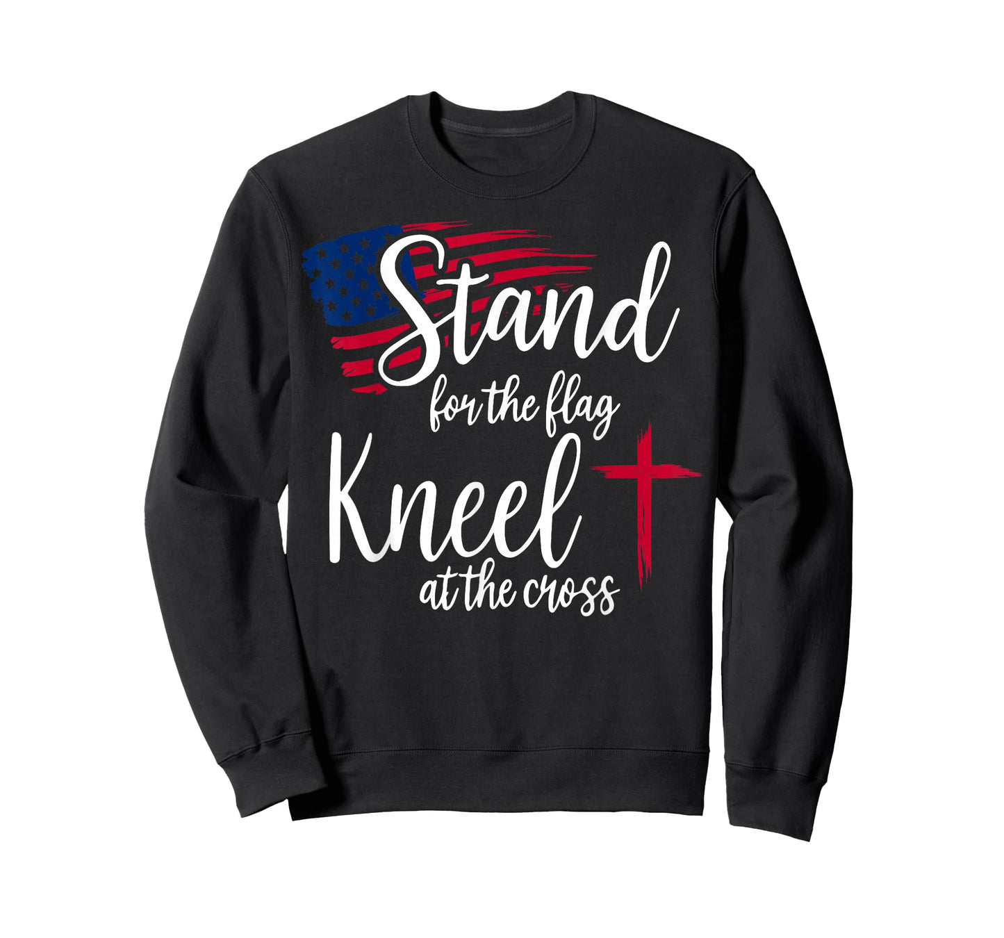 Stand for The Flag, Kneel for The Cross USA Flag T-Shirt