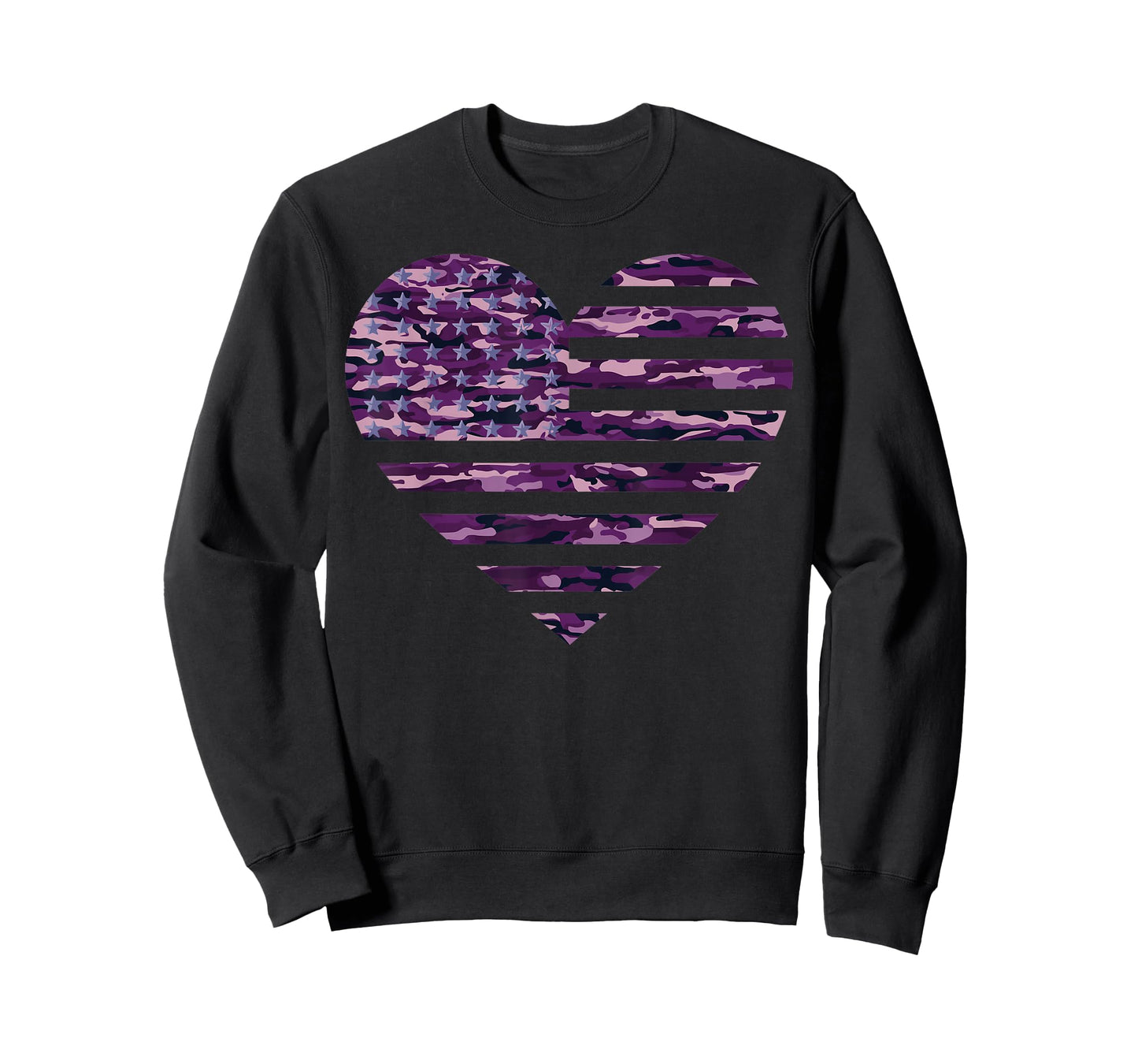 Camo American Flag Heart Camouflage Tactical Purple Military T-Shirt