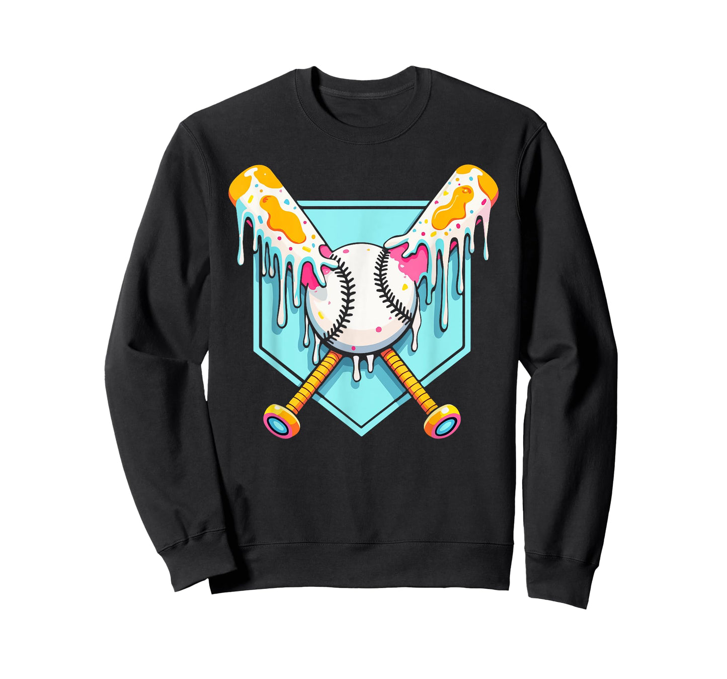 Baseball Ice Cream Dripping Baseball Home Plate Drip Boys T-Shirt