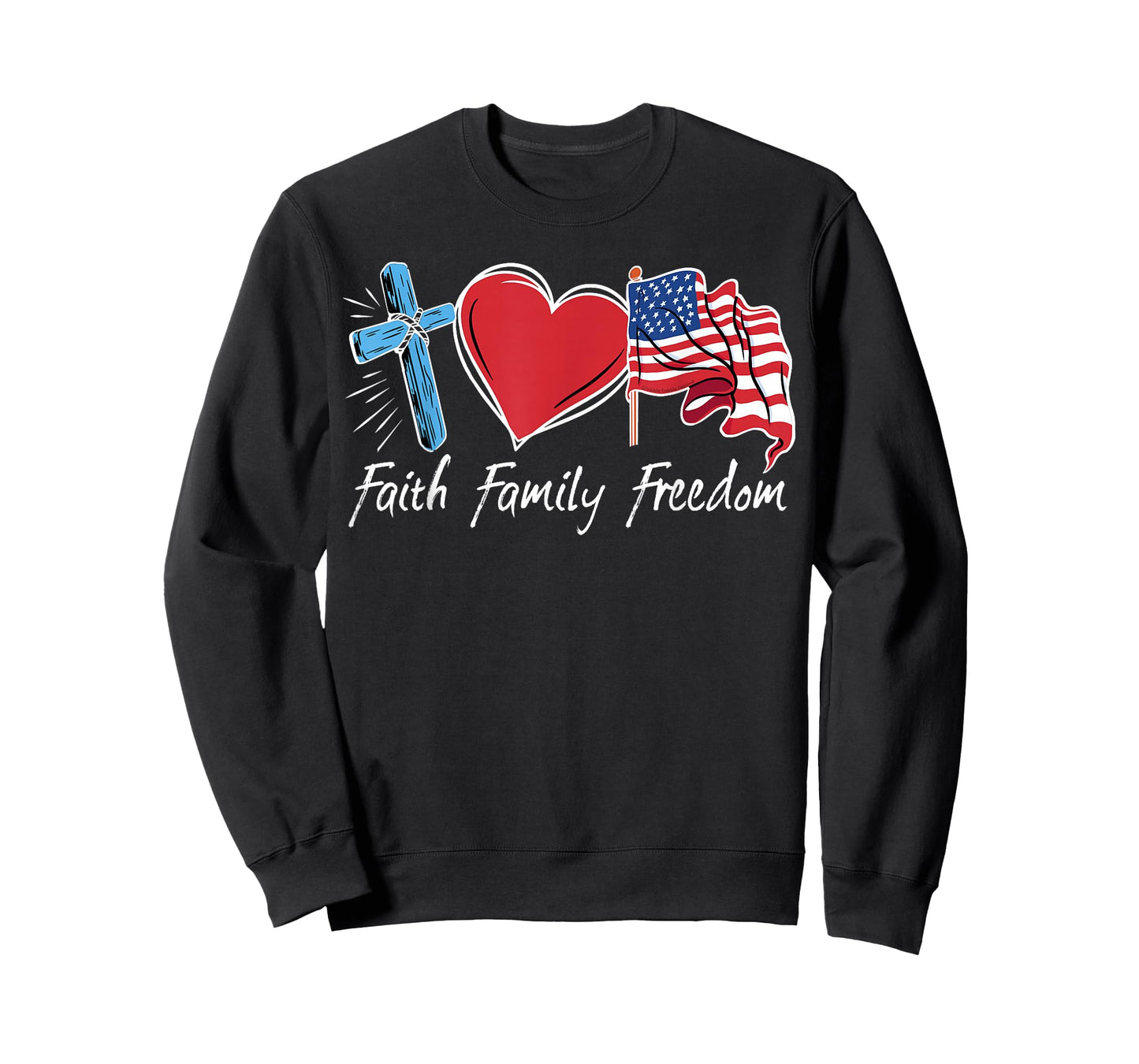 Patriotic Retro Faith Family Freedom USA Flag 4th of July T-Shirt
