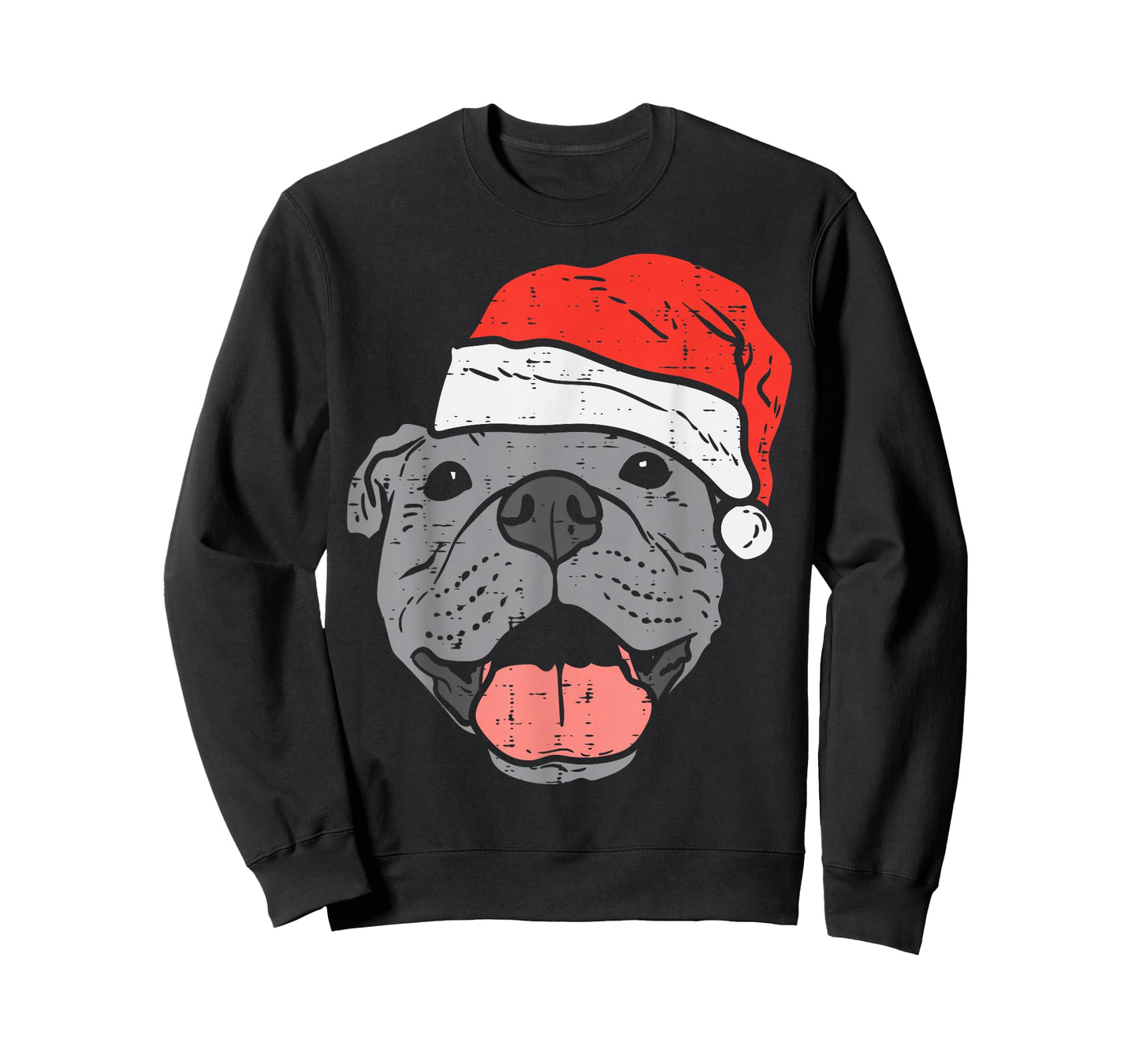 Santa Hat Pitbull Pit Christmas Xmas Pet Dog Lover Owner T-Shirt