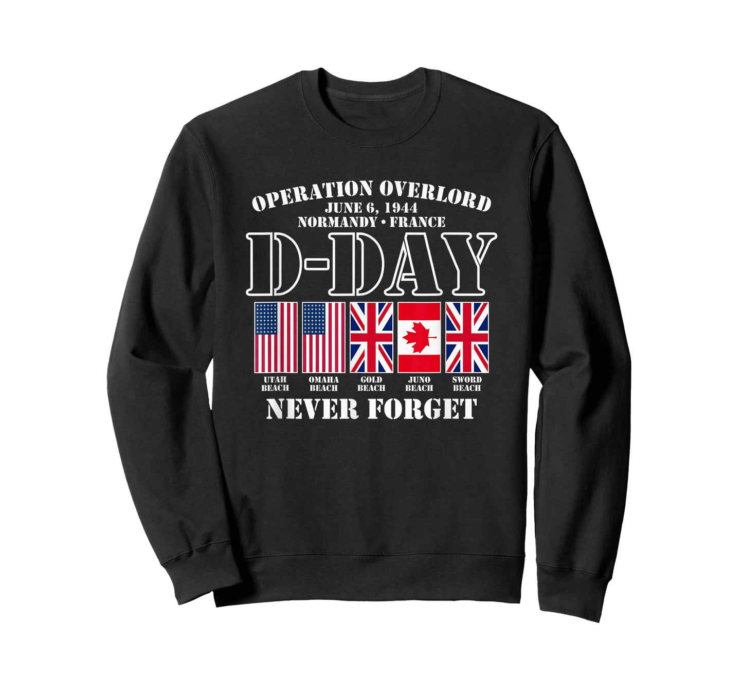 Utopia Sport Military Shop D-Day June 6, 1944 Normandy France Never Forget T-Shirt