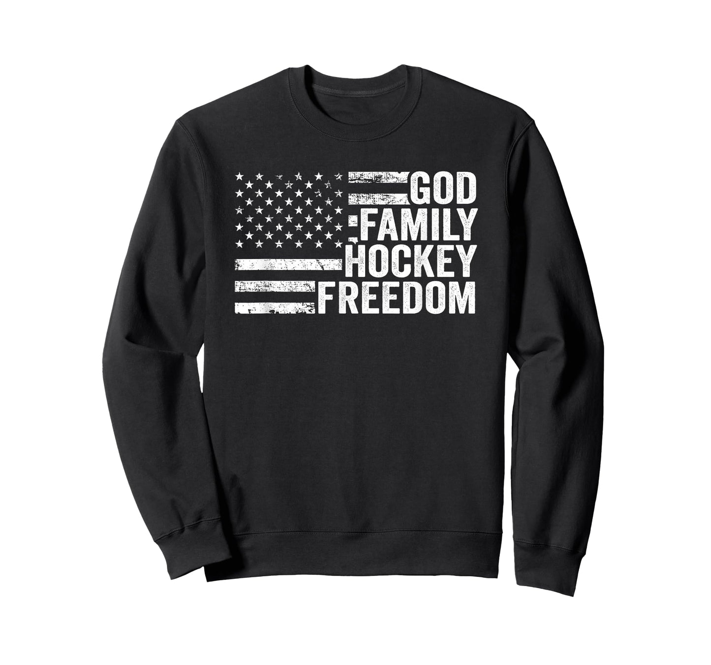 God Family Hockey Freedom - Player Coach American USA Flag T-Shirt