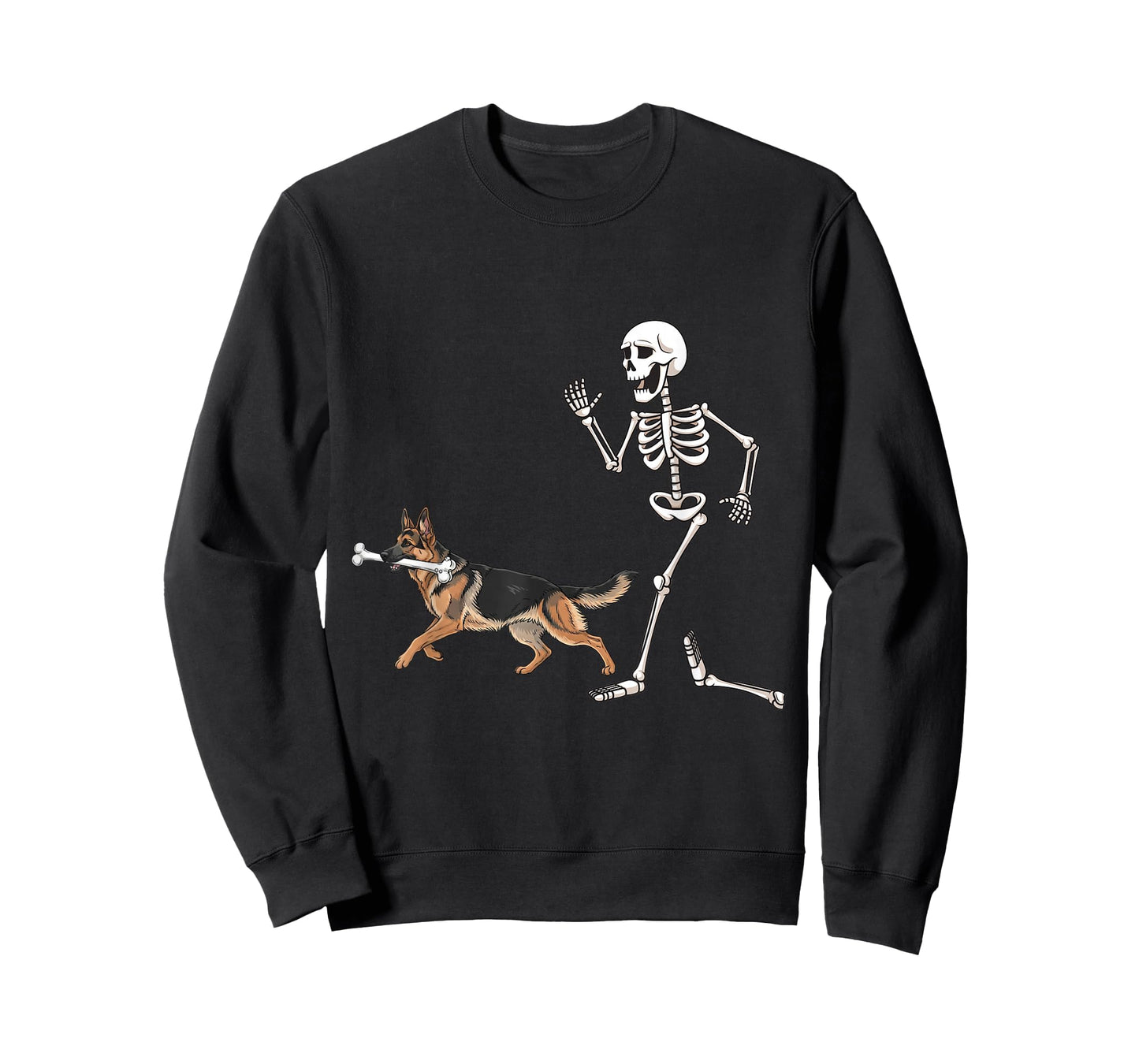 Funny Halloween German Shepherd and Skeleton T-Shirt