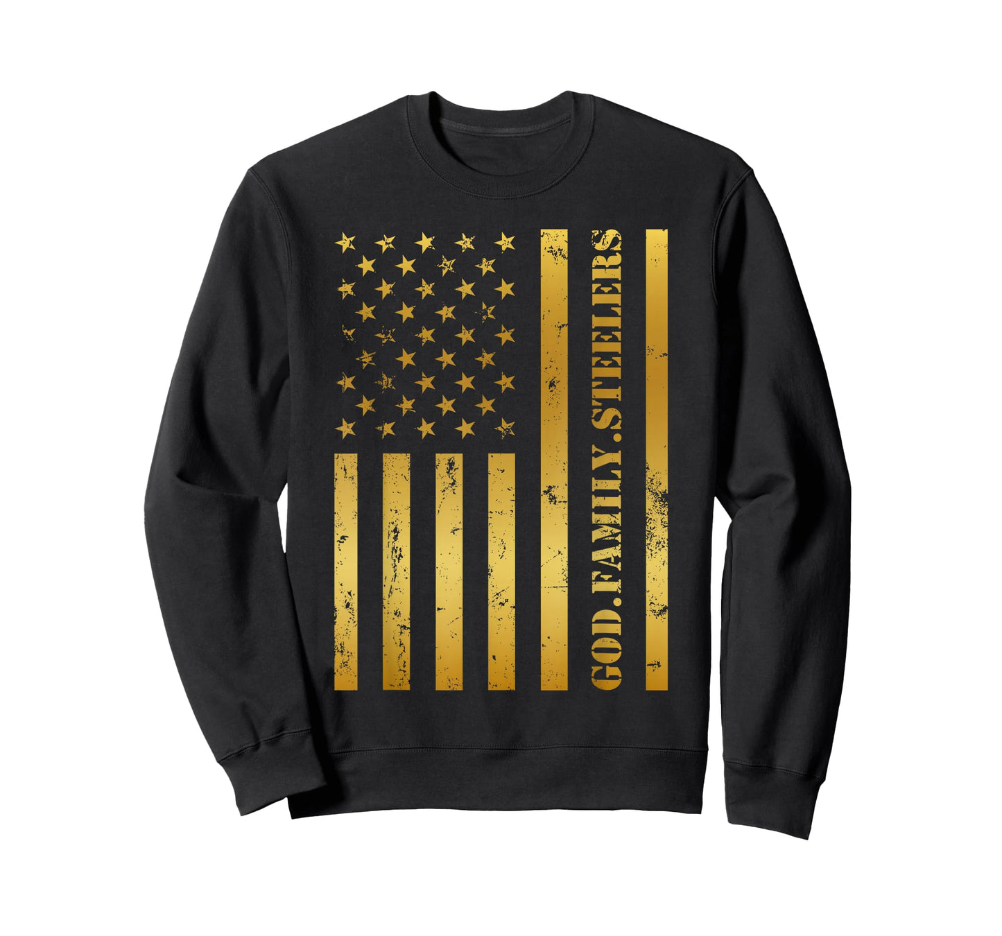 God Family Steelers Pro Us Flag Design Father's Day Dad T-Shirt