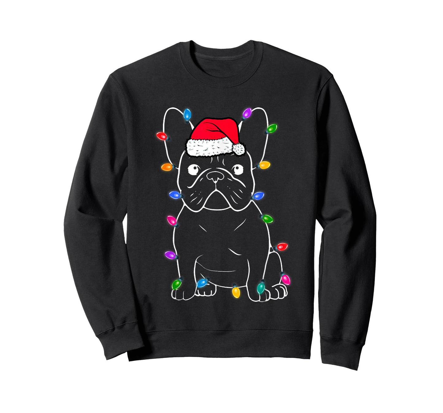 French Dog Xmas Lights Cute Christmas Matching Family Group T-Shirt