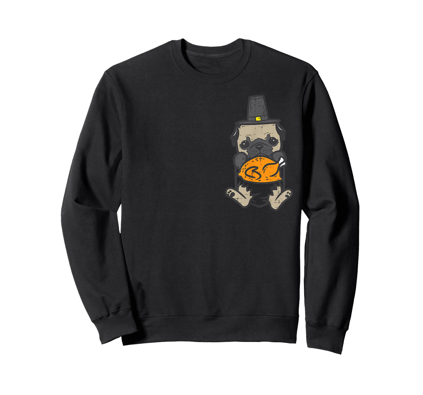 Pocket Pilgrim Pug Turkey Thanksgiving Dog Men Women Kids T-Shirt