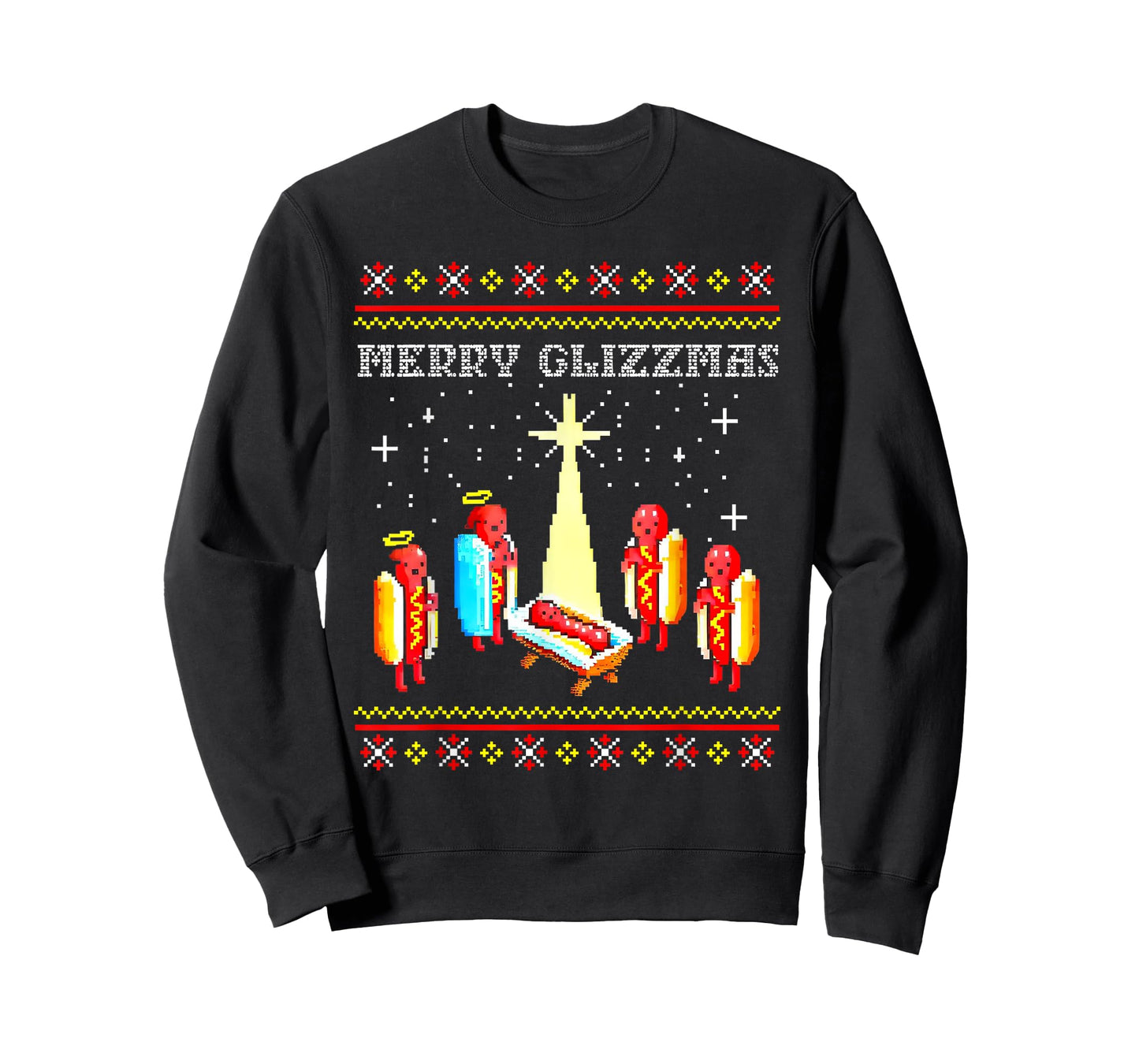 Merry Glizzmas Funny Hot Dog Ugly christmas sweater T-Shirt