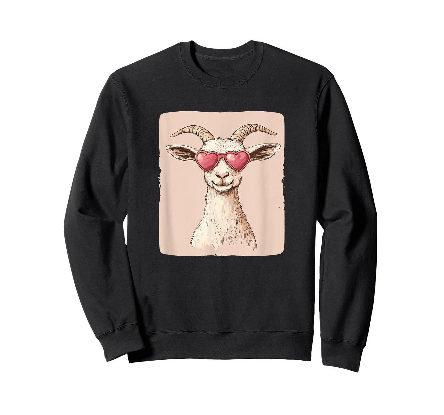 Nice Heart Sunglasses with Funny Goat Face Outfit T-Shirt