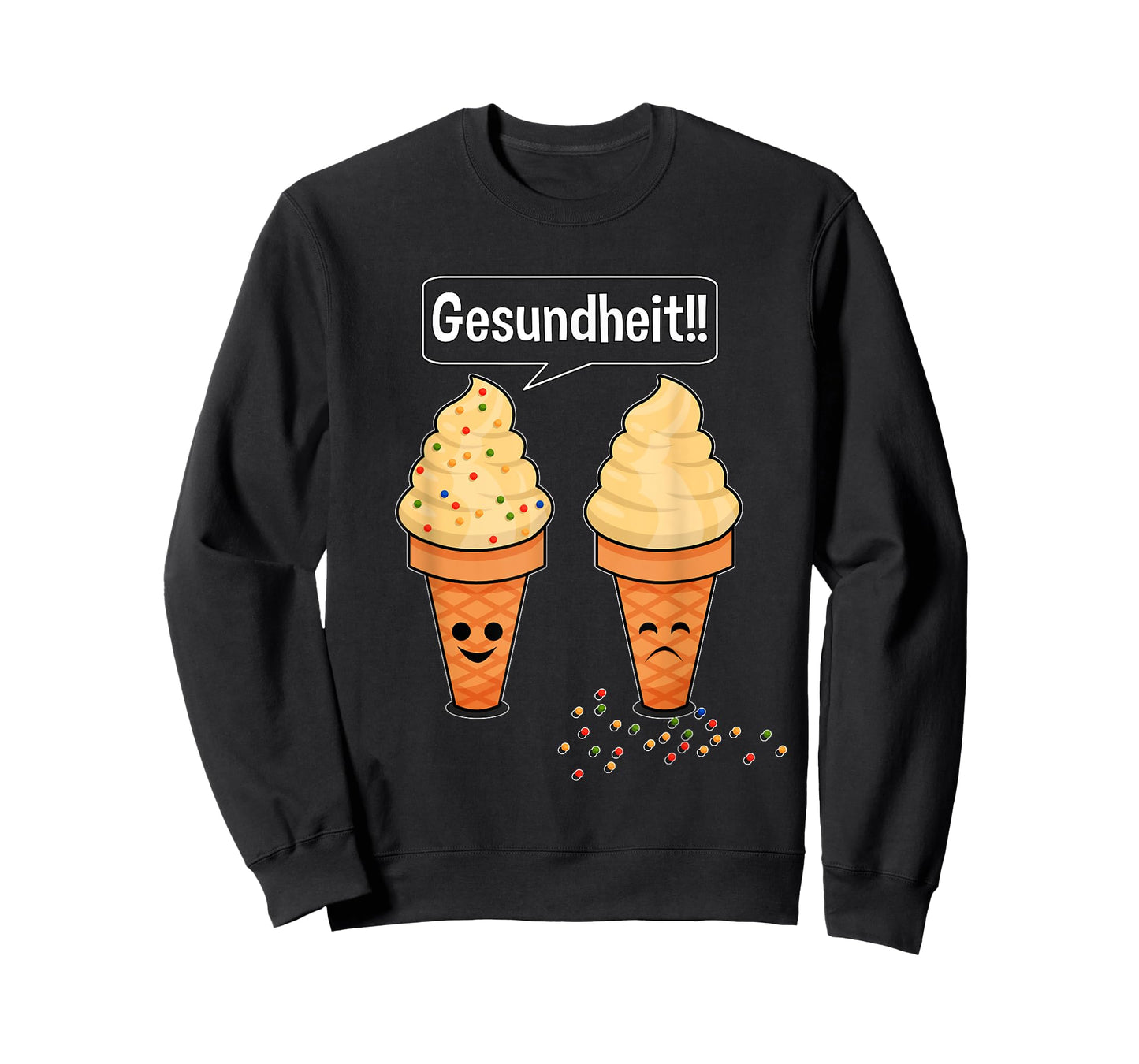 Sprinkle Sneezing Ice Cream Cone Says Gesundheit Funny T-Shirt