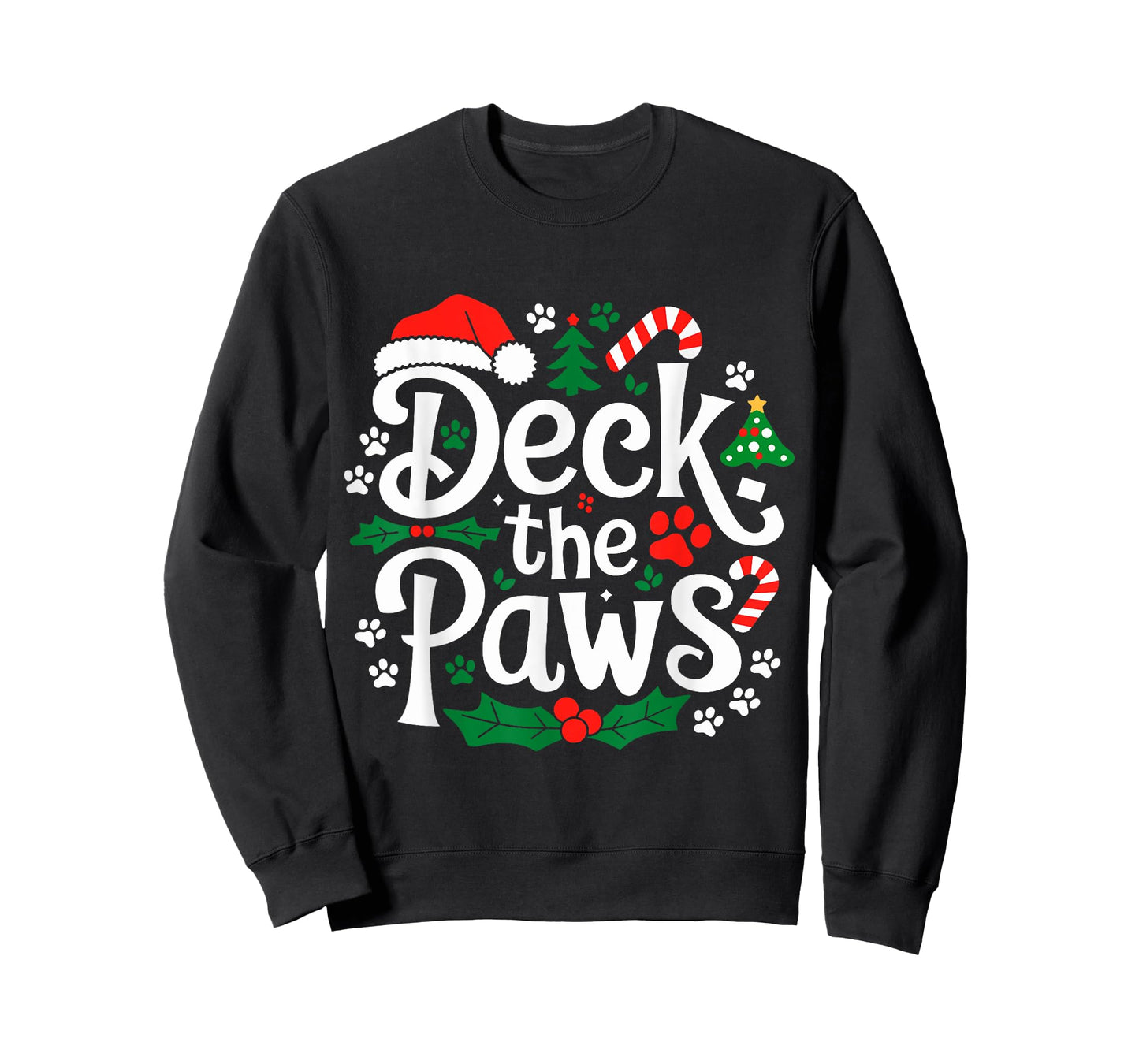 Deck The Paws Christmas Dog and Cat Funny Festive T-Shirt