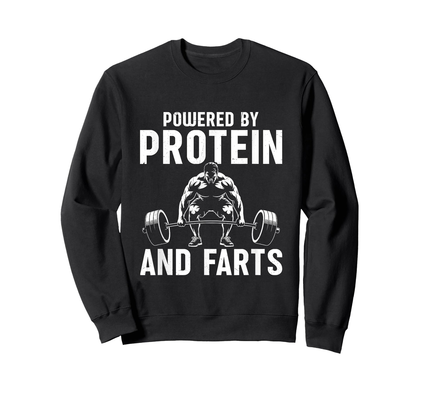 Mens Powered by Protein and Farts Funny Lifting T-Shirt