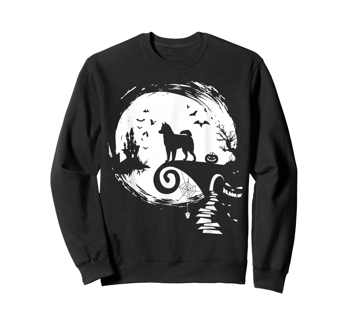 Husky Dog And Moon Halloween Costume Dog Lover Funny T-Shirt