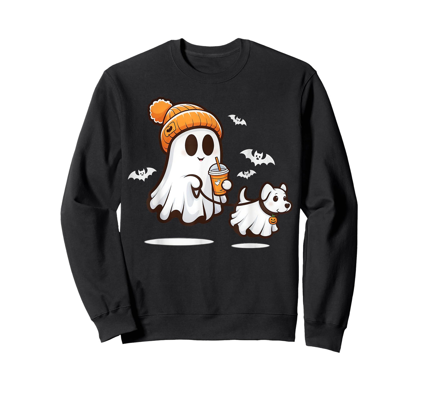 Funny Ghost Walking Dog Ghost Dog Halloween Women Men Kids T-Shirt