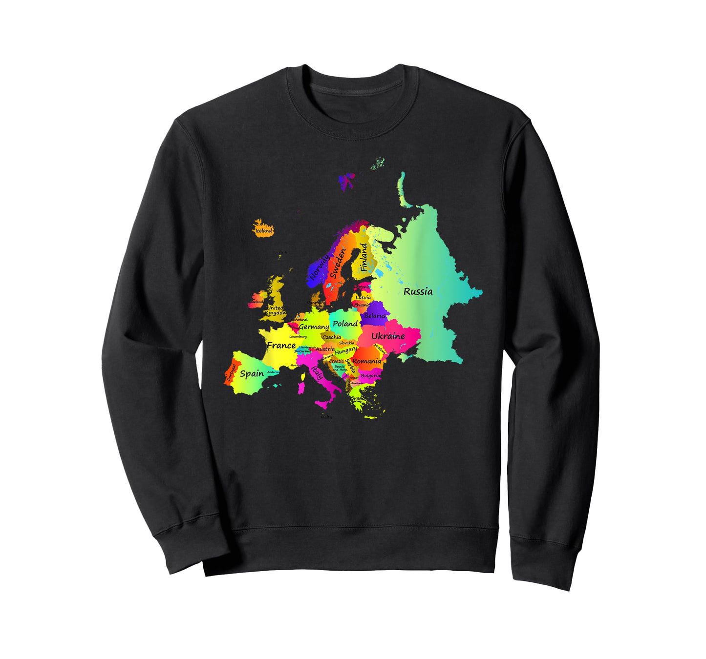 Europe map T-Shirt with boundaries and countries names T-Shirt