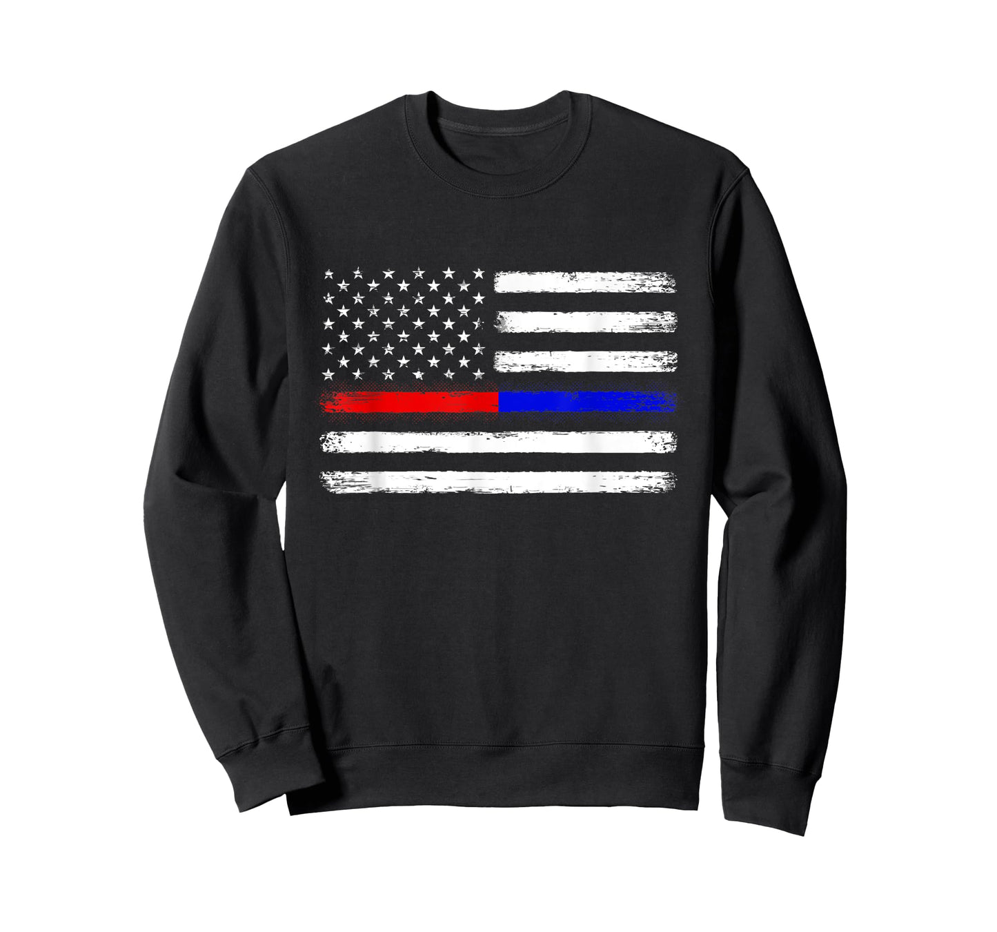 Thin Red Blue Line Flag Support Police Firefighter Patriotic Women Kids Men T-Shirt