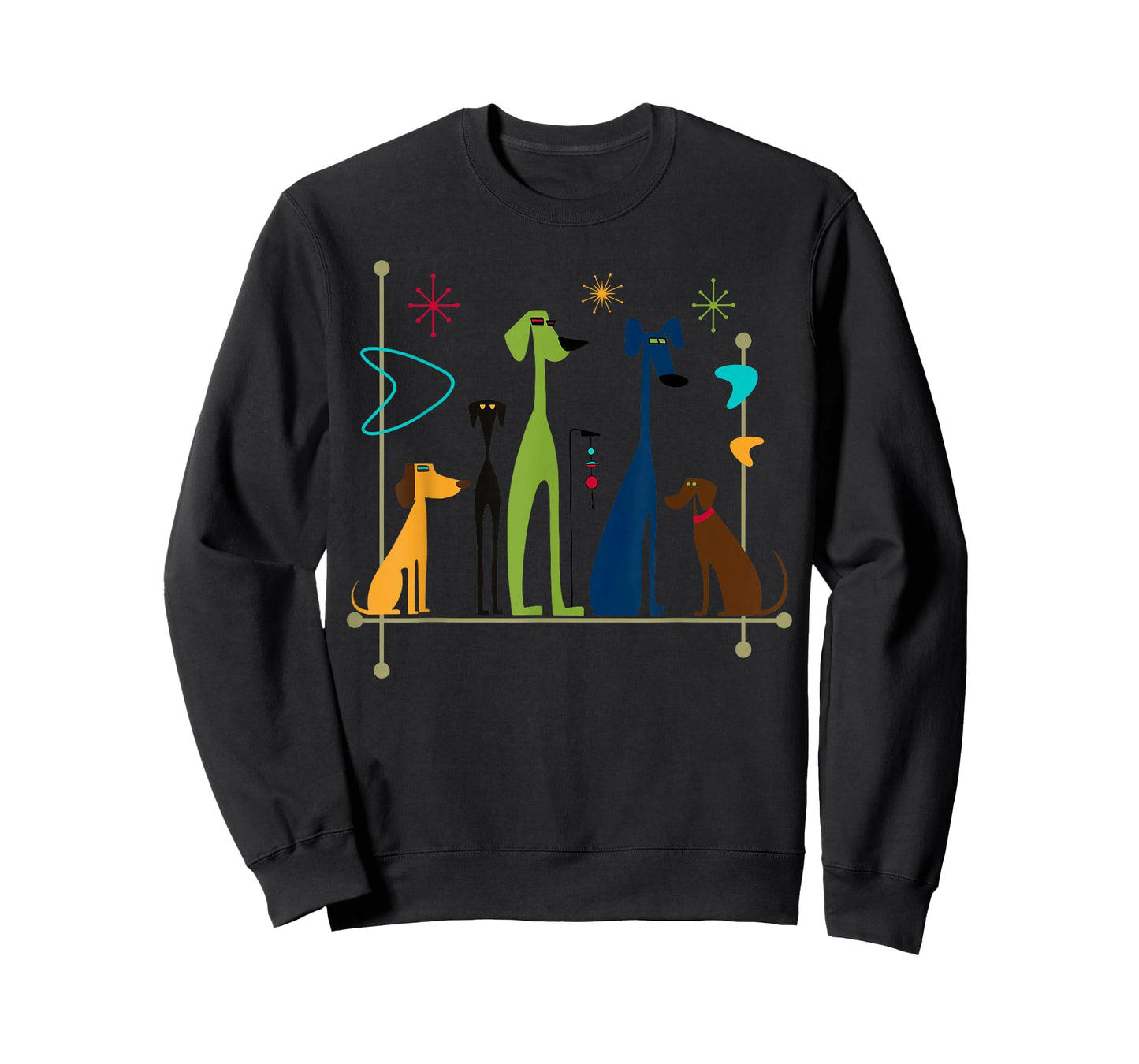 Retro Mid-Century Modern Dogs 50s 60s Style T-Shirt