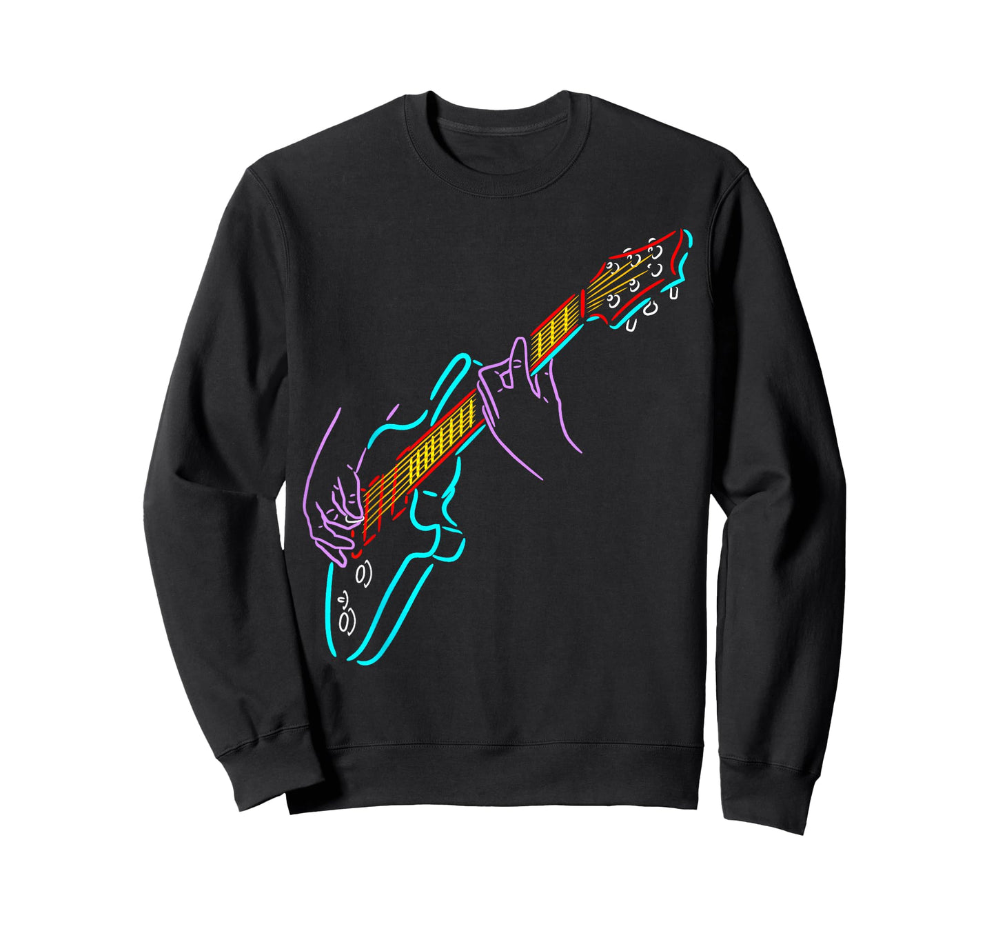 Colorful Bass Guitarist's Hands Rock and Roll Guitar Player T-Shirt