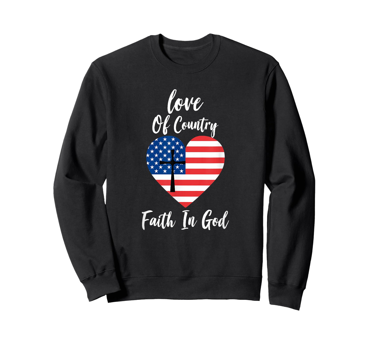 Patriotic Christian Faith In God Heart Cross American Flag T-Shirt