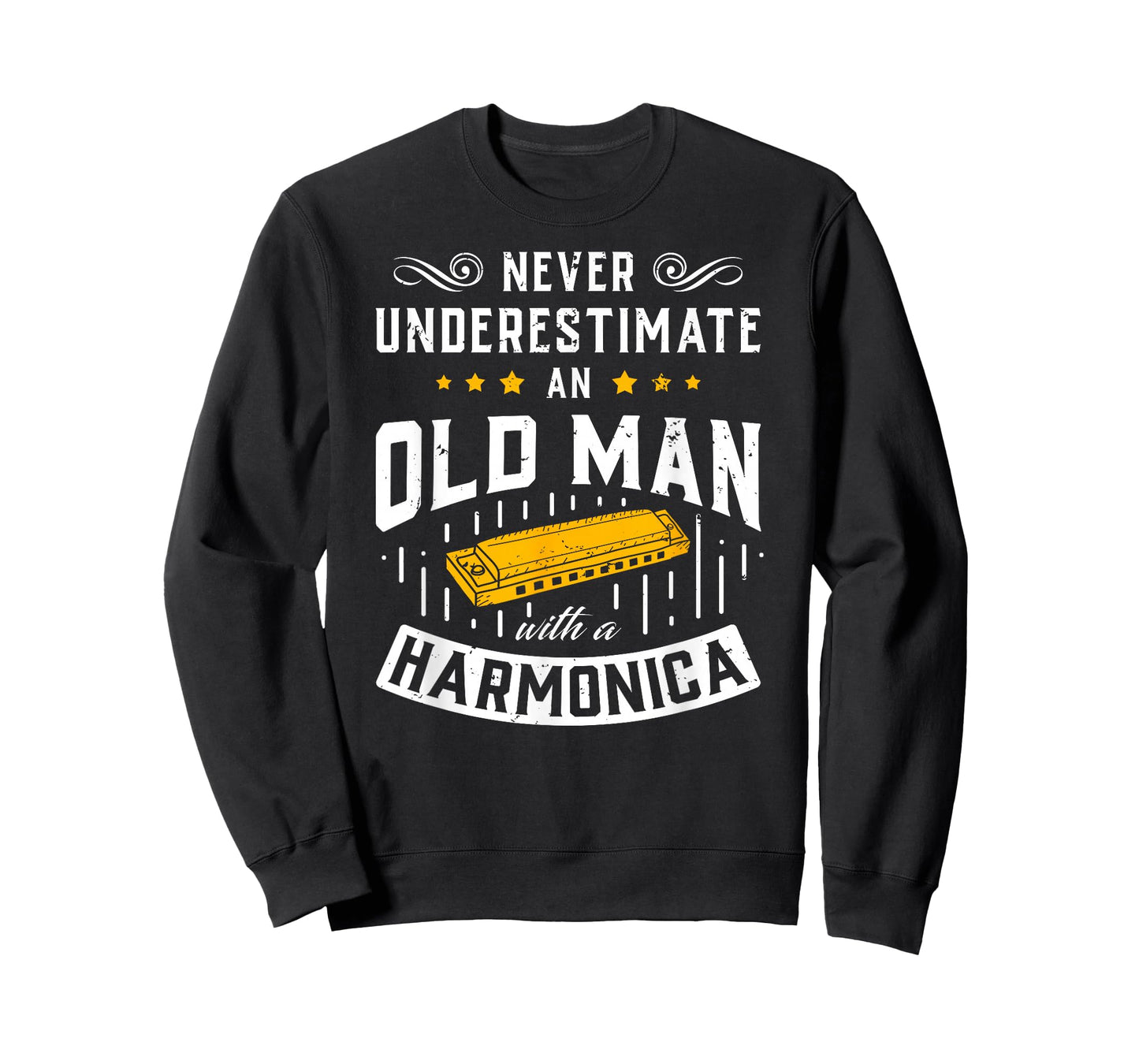 An Old Man With A Harmonica Music Musician Gift T-Shirt