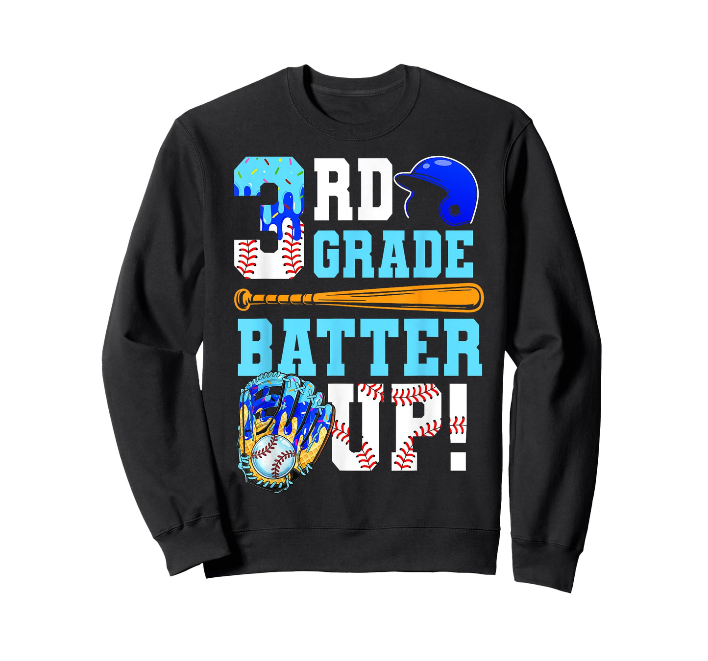 3rd Grade Back To School Baseball Drip Ice Cream Batter Up T-Shirt