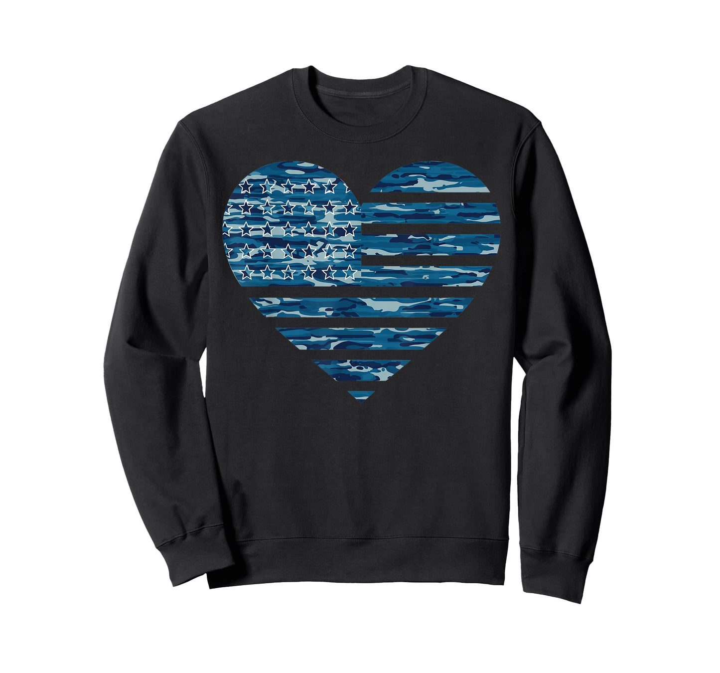 Blue Camo American Heart USA Men Boys Women Girls Kids T-Shirt