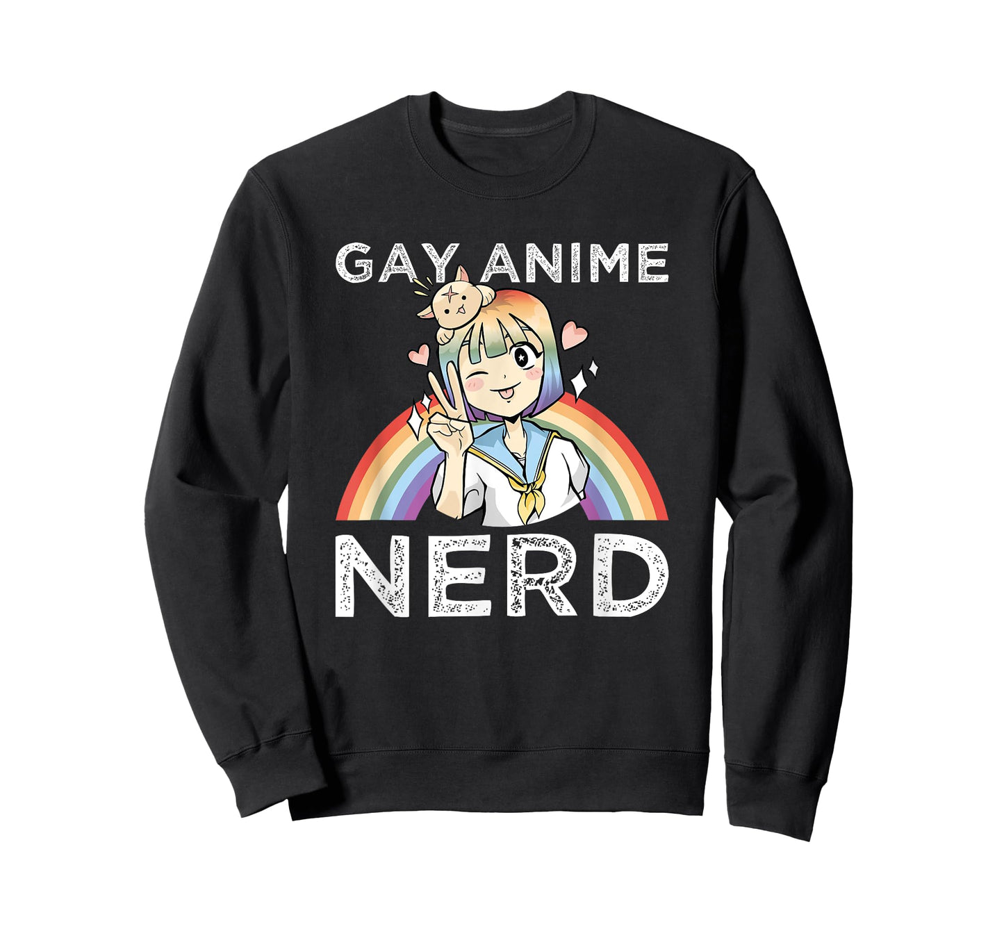 LGBTQ Rainbow Gay Anime Nerd Kawaii Neko Girl Pride Otaku T-Shirt