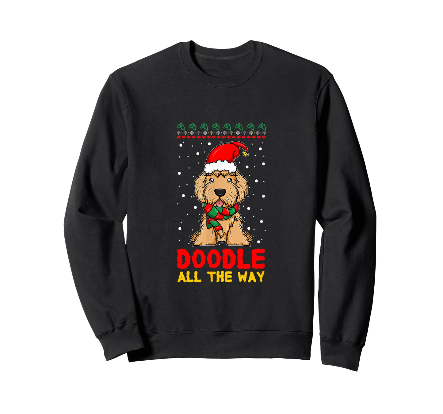 Doodle All The Way Funny Goldendoodle Santa Hat Christmas T-Shirt